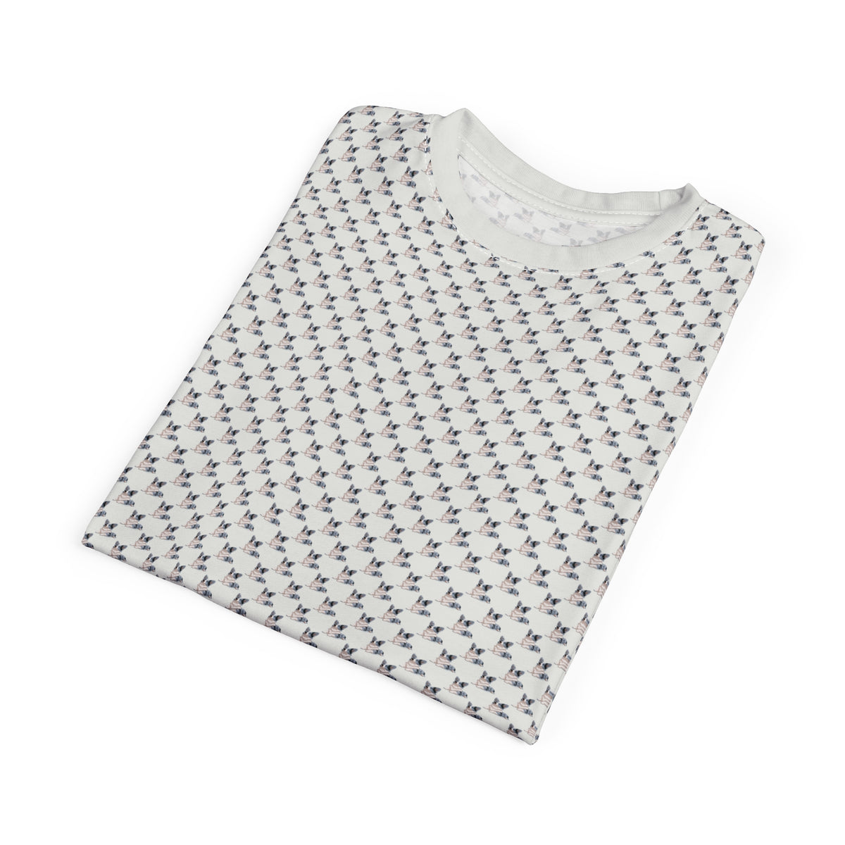 Blue Merle Majesty Geometric Unisex Bold Designer Tee - Cool Blue Corgi on Alabaster Cream