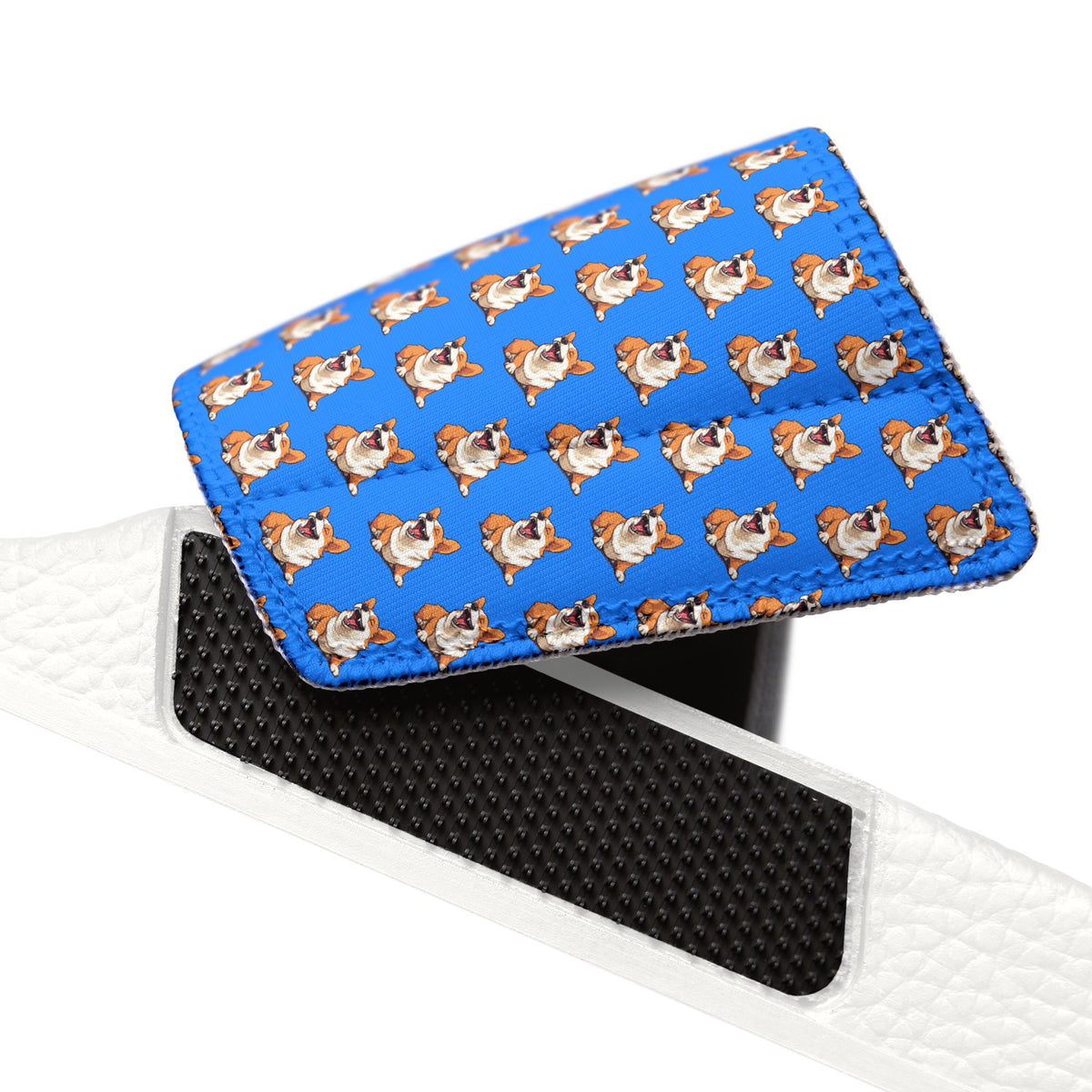 Comical Corgi All Smiles Repeater Pattern Men's Slide Sandals - Casual Pool & Beach Slides