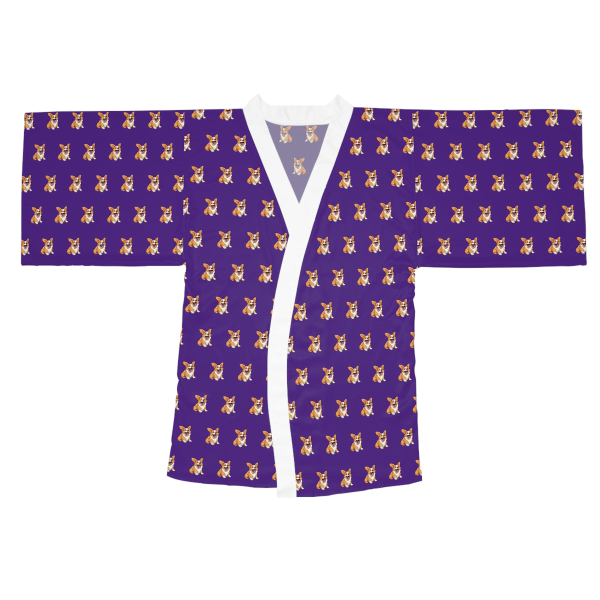 Jolly Jiggling Animated Corgi Repeater Pattern Kimono Robe