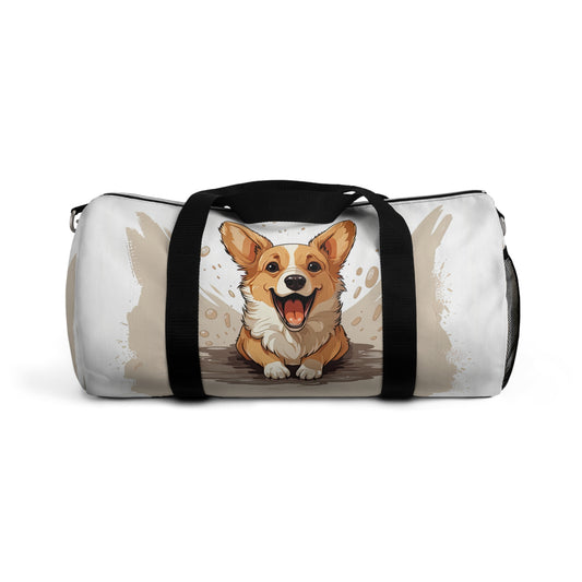 Corgi Cuteness Anime Duffel Bag - Fun Tan & White Corgi Travel Gym Bag