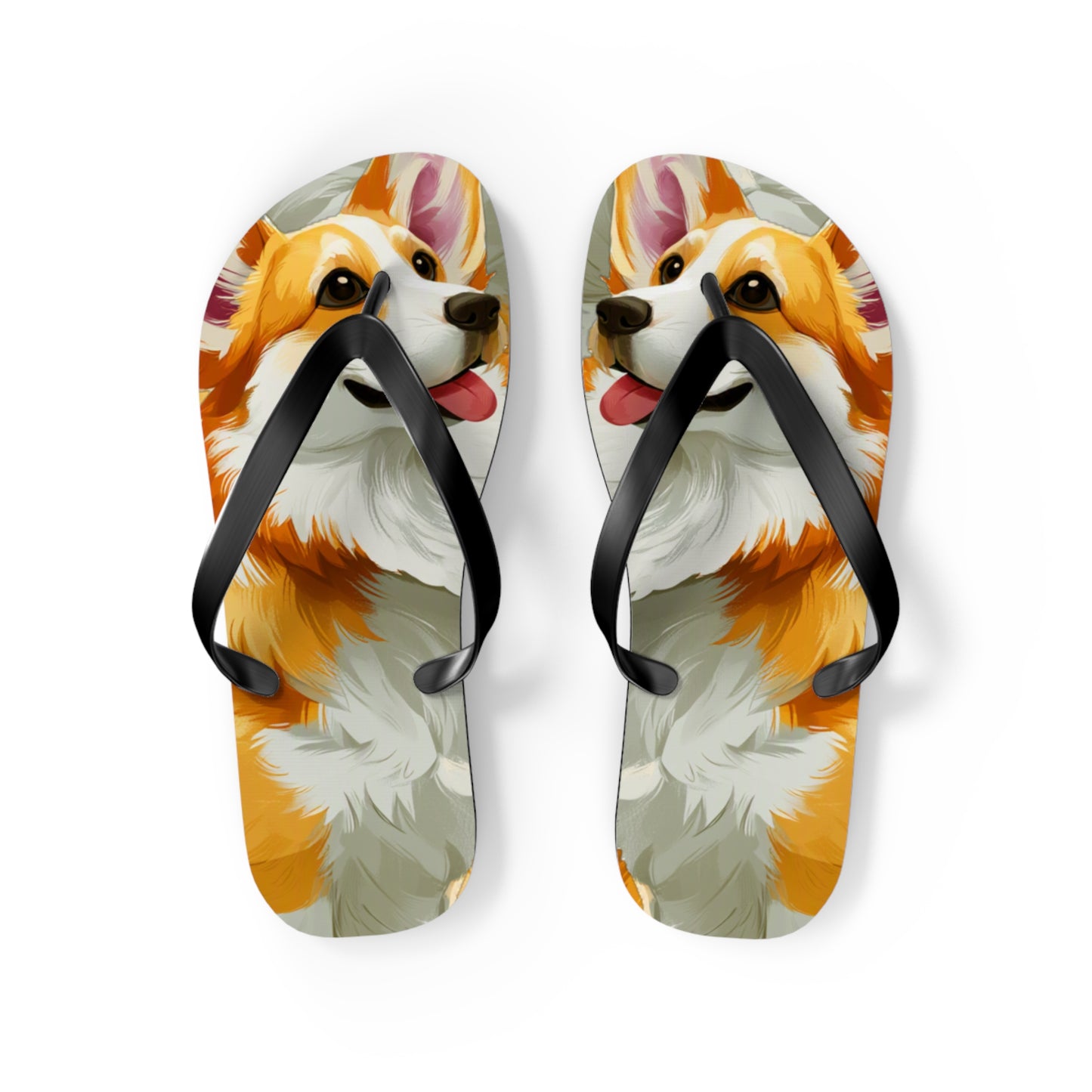 Classic Queen's Corgi Custom Artistic Unisex Flip Flops – Cool Pembroke Welsh Corgi Sandals