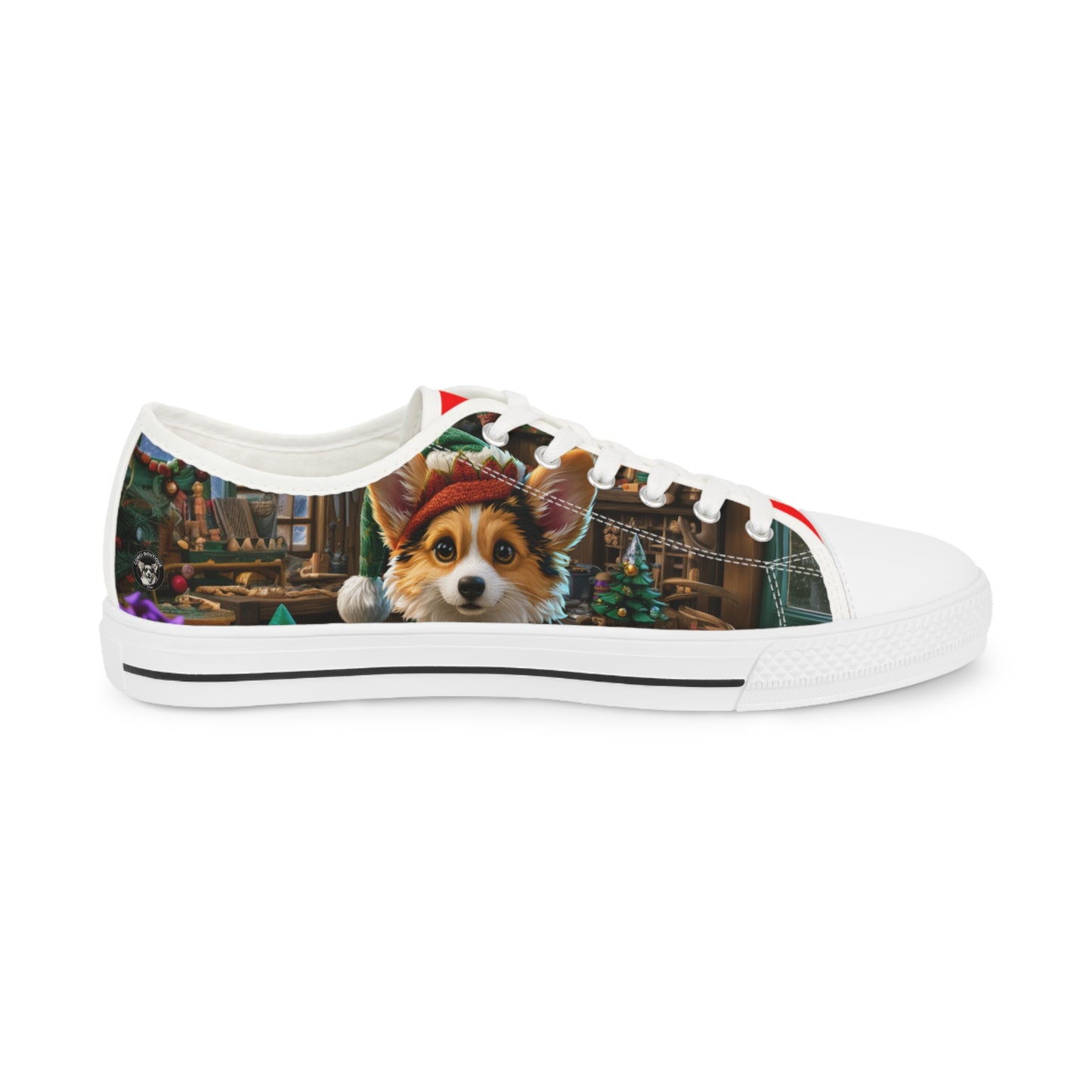 Santa's Little Helper Festive Corgi Christmas Men's Low Top Casual Canvas Sneakers