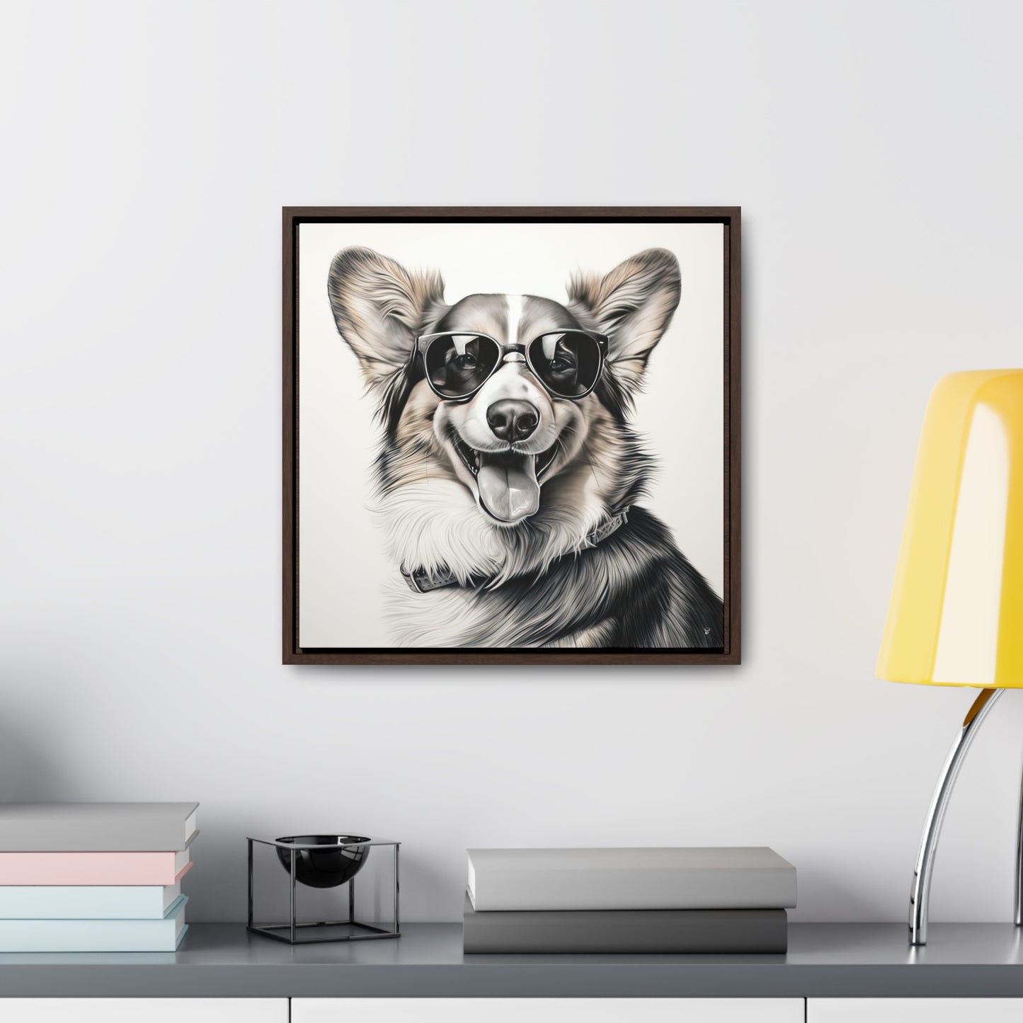 Corgi Cool - Framed on Canvas