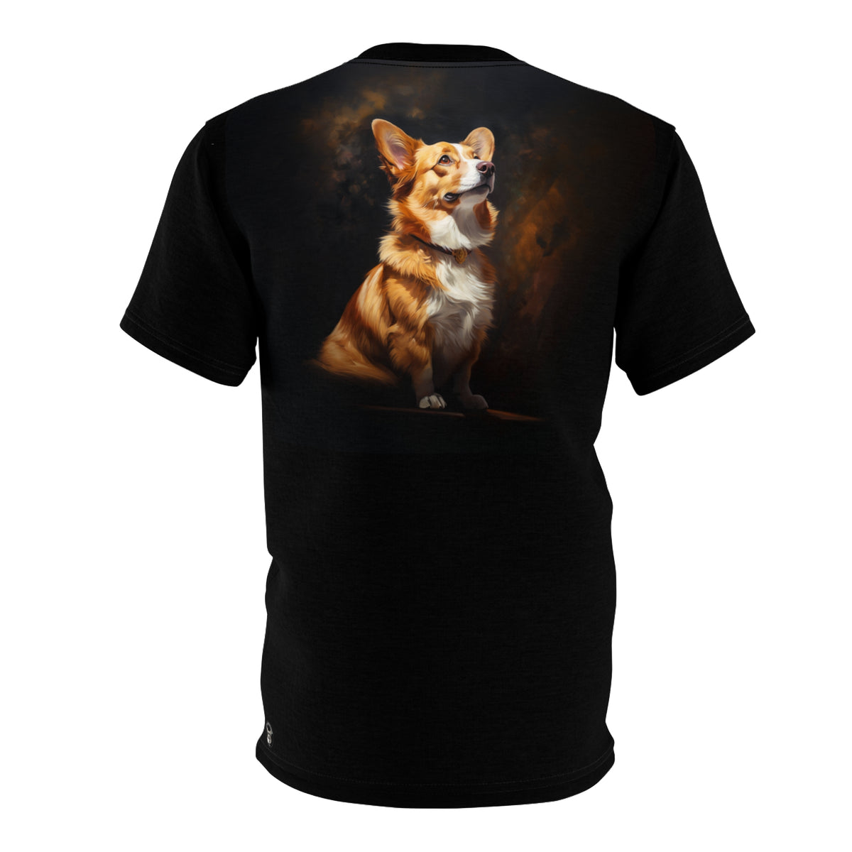 Pembroke Portrait Unisex Bold Designer Tee - Classic Corgi on Phantom Black