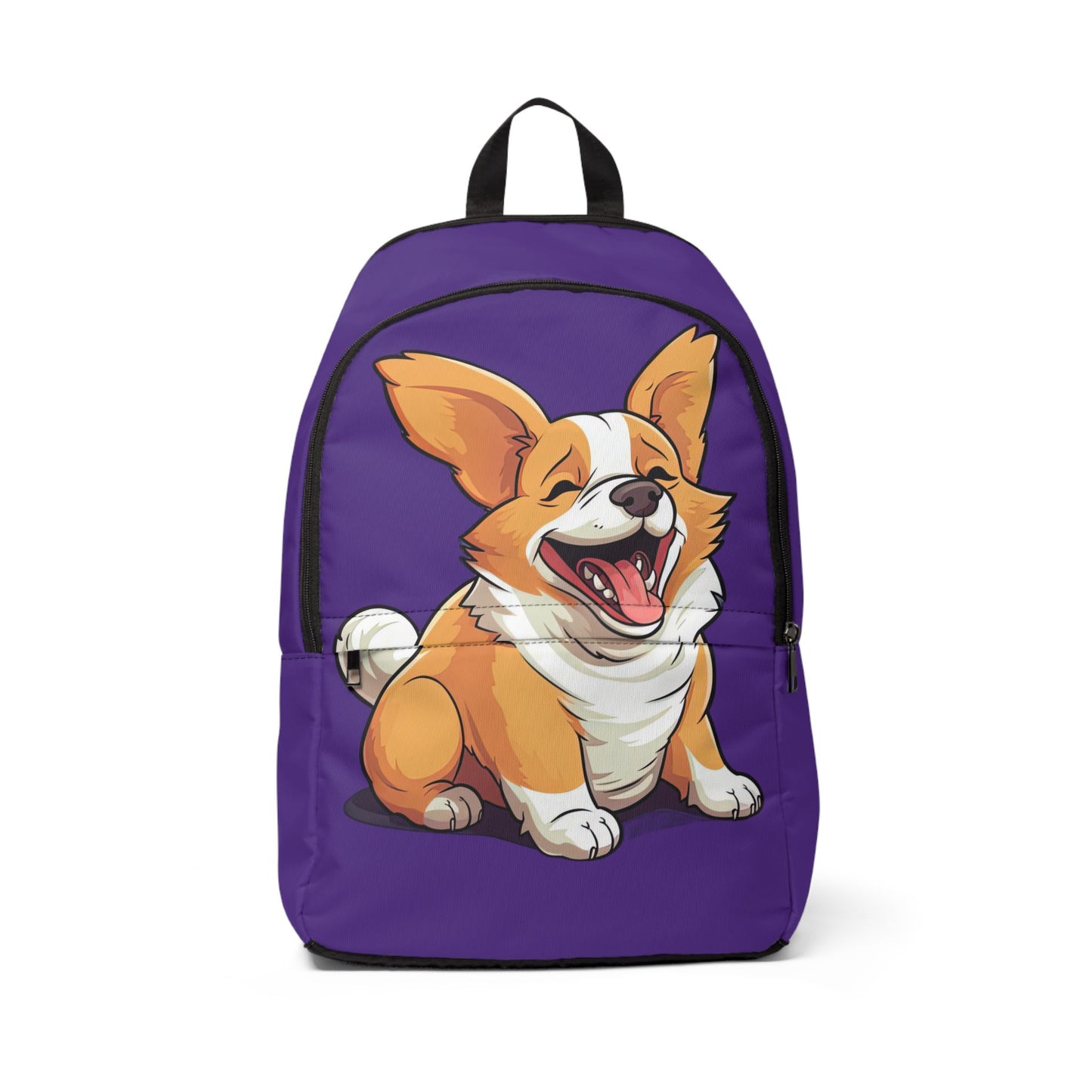 Jolly Jiggling Corgi Backpack — Funny Purple Corgi Rucksack