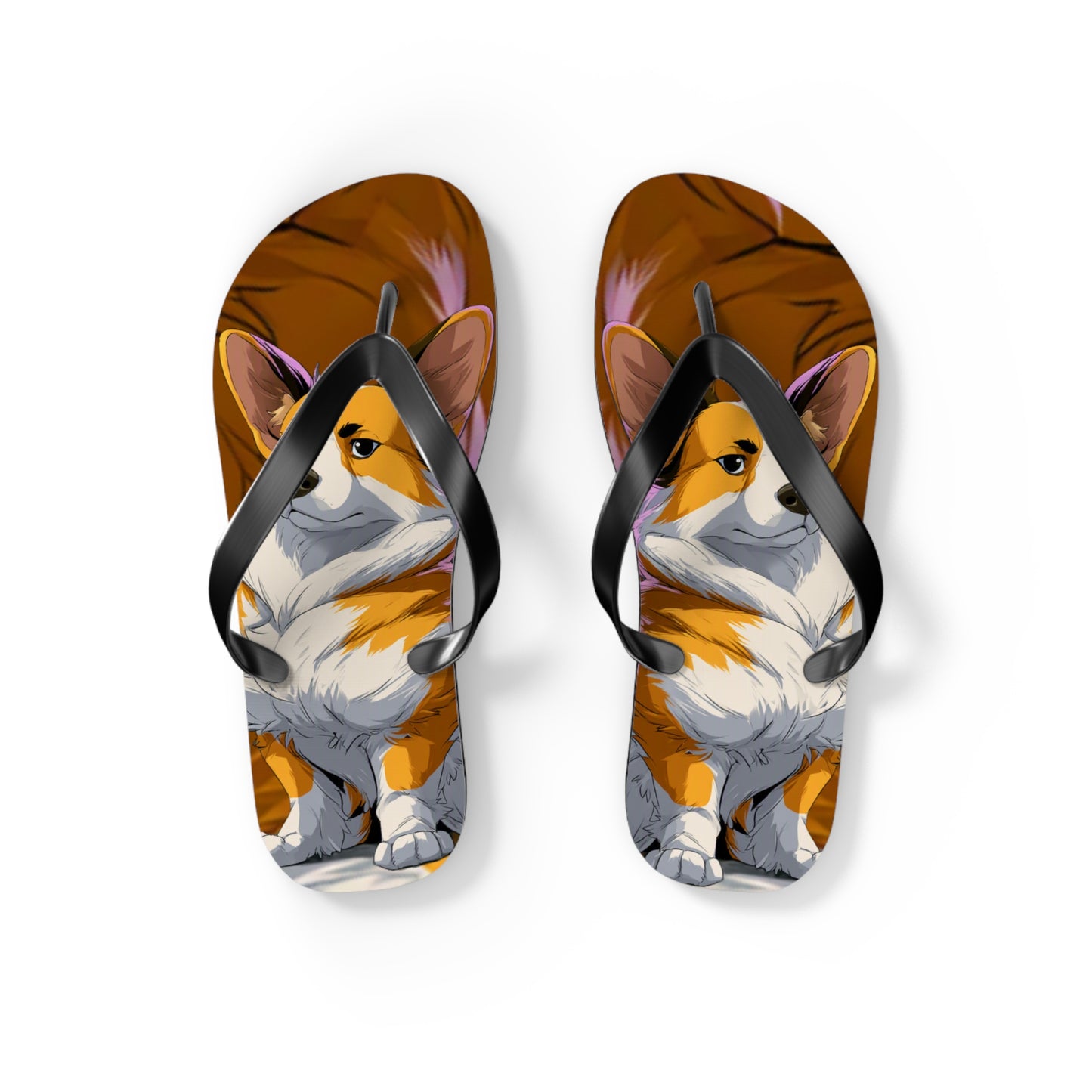 Boss Dog Corgi  Artistic Unisex Flip Flops — Cool Corgi Sandals for the Dog Beach or Anywhere
