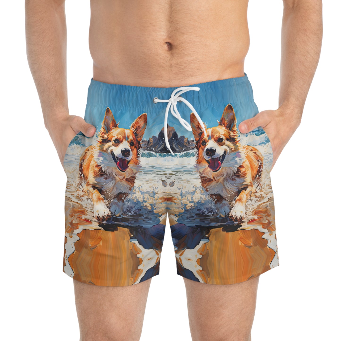 Coastal Corgi Swim Trunks