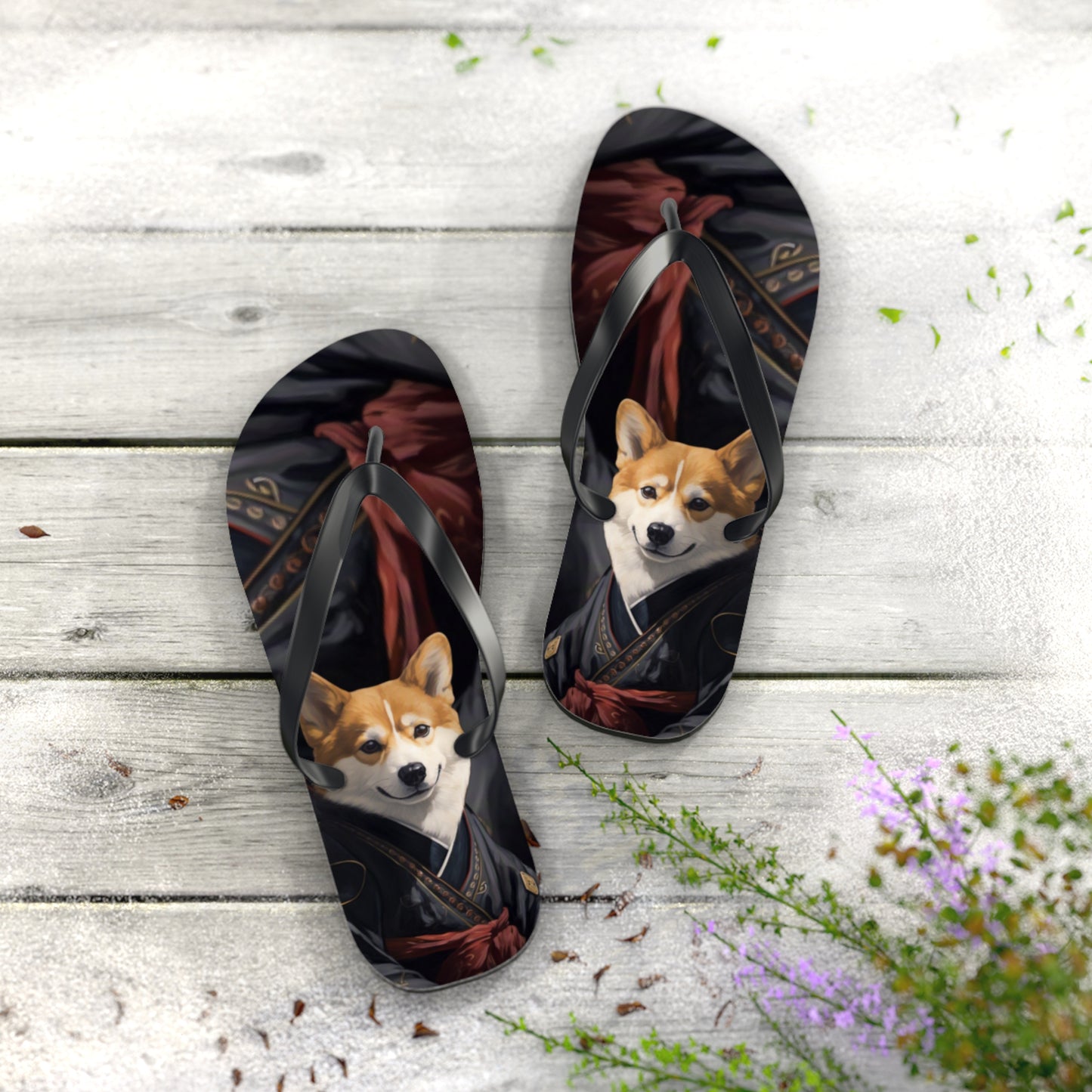 Ninja Corgi Flip-Flops