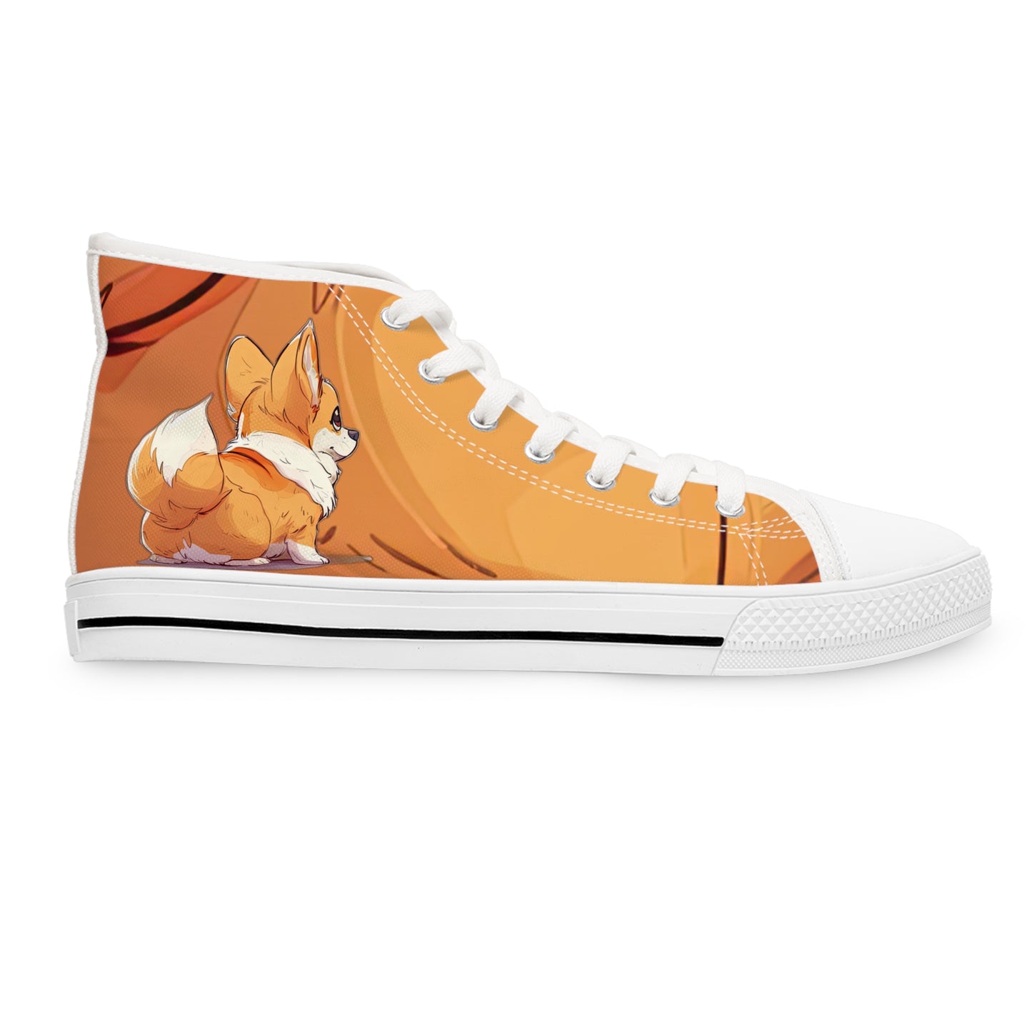 Cutie Patootie Corgi Autumn Orange Women's High Top Casual Canvas Sneakers