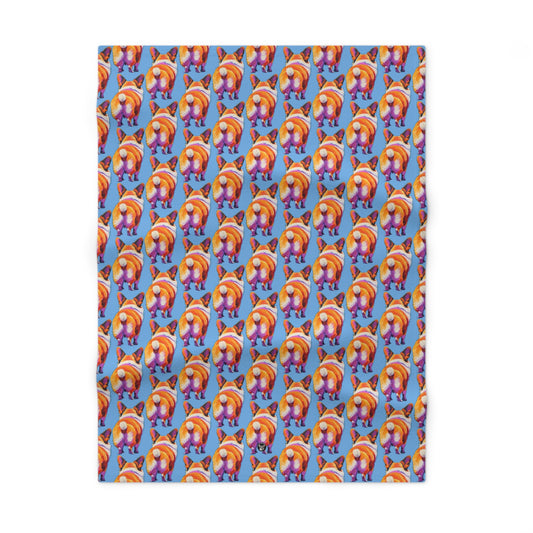 Corgi Butt Mosaic in Blue - Baby Blanket