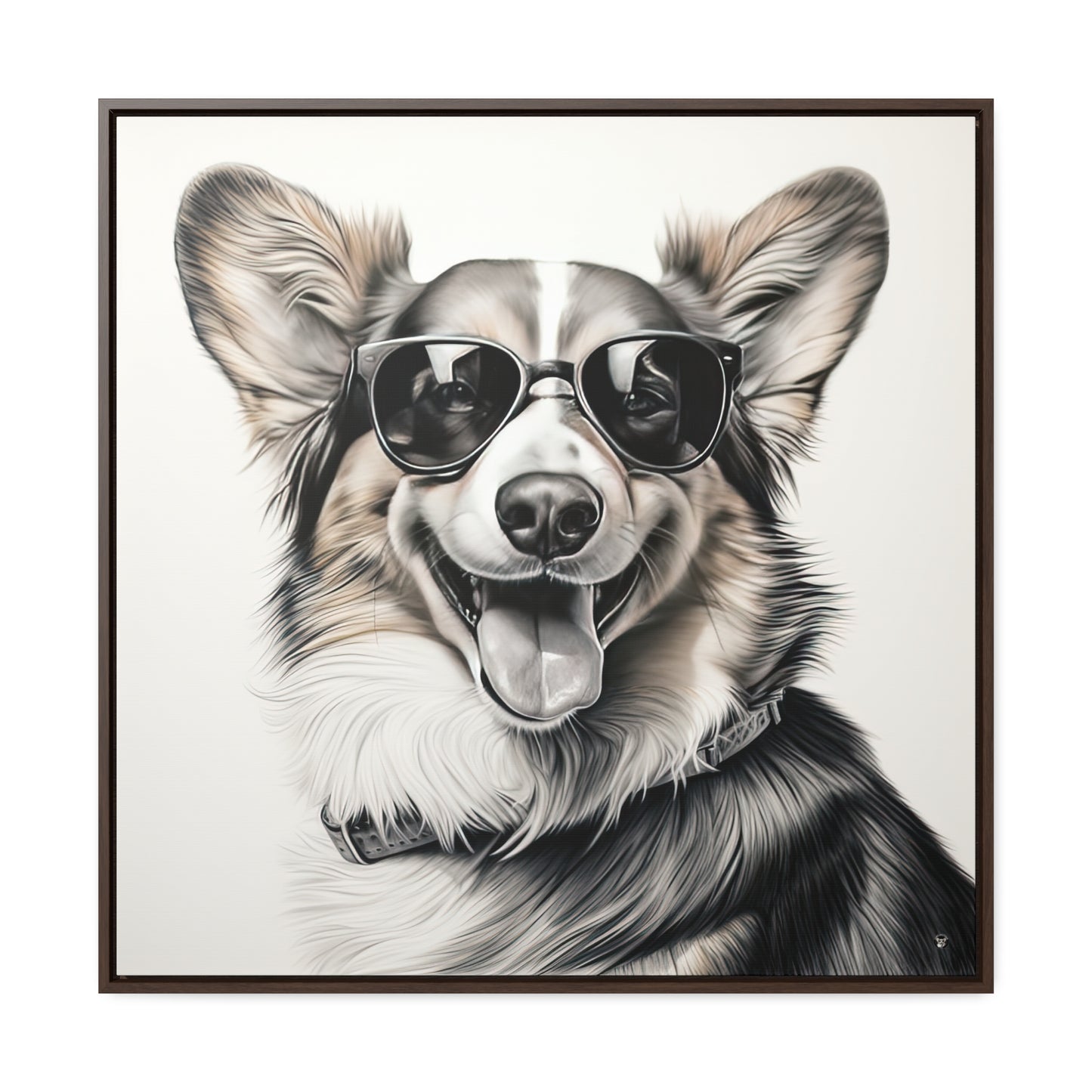 Corgi Cool - Framed on Canvas