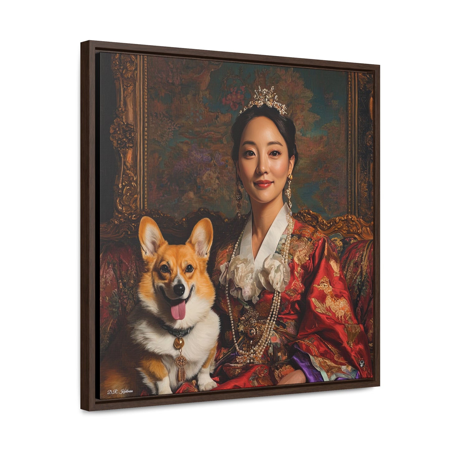 Korean Corgi Queen - Framed on Canvas