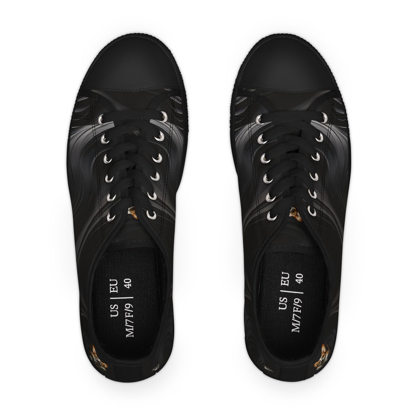 Corgi Potter Magic Wand Women's Low Top Casual Black Swirl Canvas Sneakers