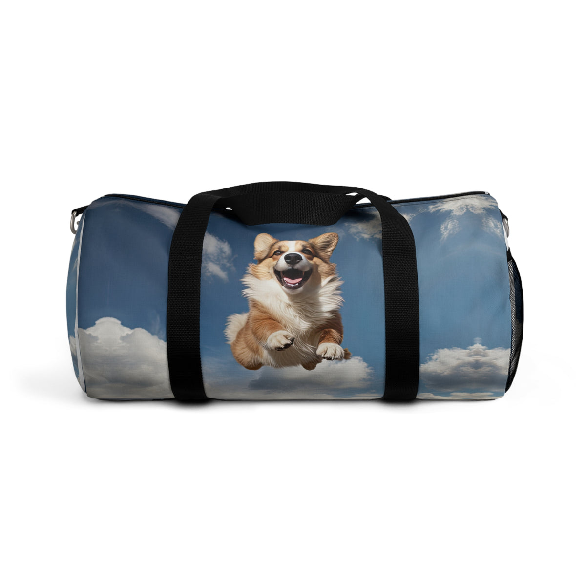 Super Corgi in the Sky Duffel Bag - Flying Corgi Hero Blue Travel Gym Bag