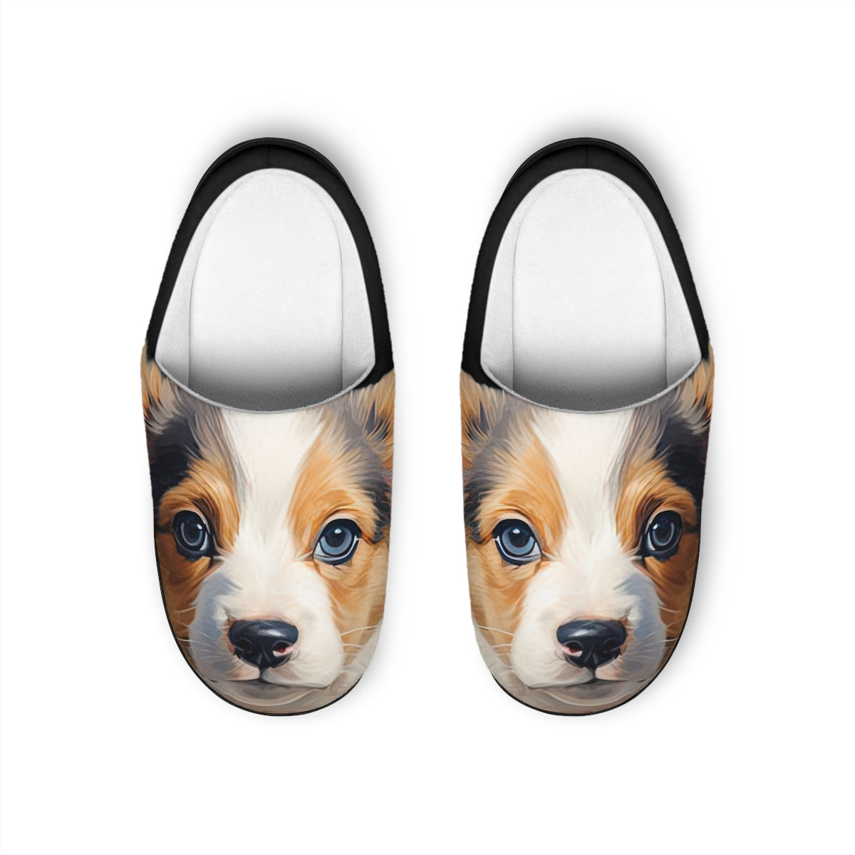 Puppy Dog Eyes Men's Slippers - Corgi Pup Theme