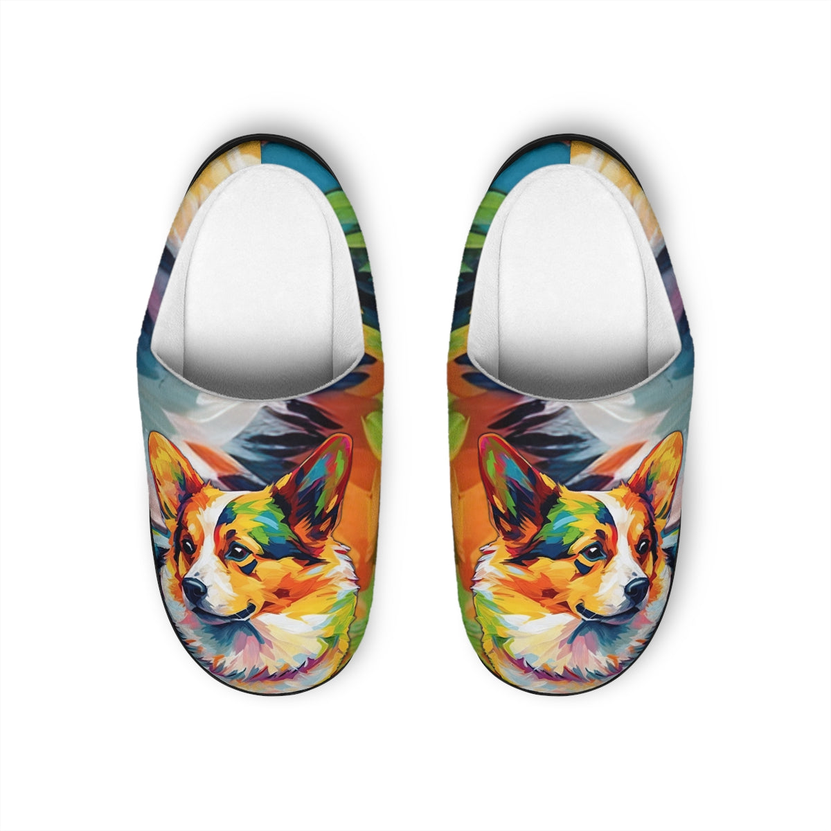 Scouter Corgi Watercolor Women's Slippers - Vibrant Colorful Corgi Footwear